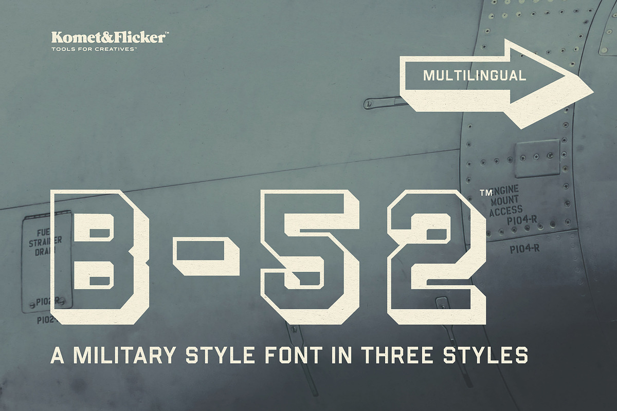 B-52 – A Military Style Font, a Sans Serif Font by Komet & Flicker (Photo 1 of 14)