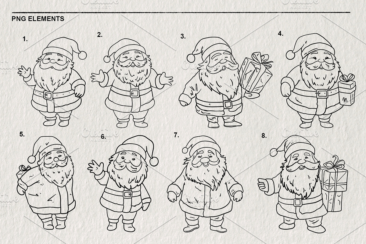Santa Claus Christmas 15 PNG Set, a Decorative Illustration by LOKSKIH (Photo 3 of 5)