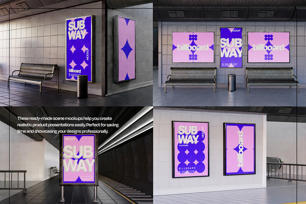 Subway Billboard Mockup Set, an Advertising Mockup by Mego-studio (Photo 5 of 7)