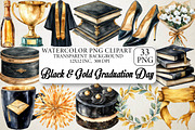 Watercolor Black & Gold Graduation D, an Illustration by DreamPrint404 (Thumbnail 1 of 7)