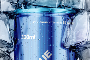 Can With Ice Cubes Mockup