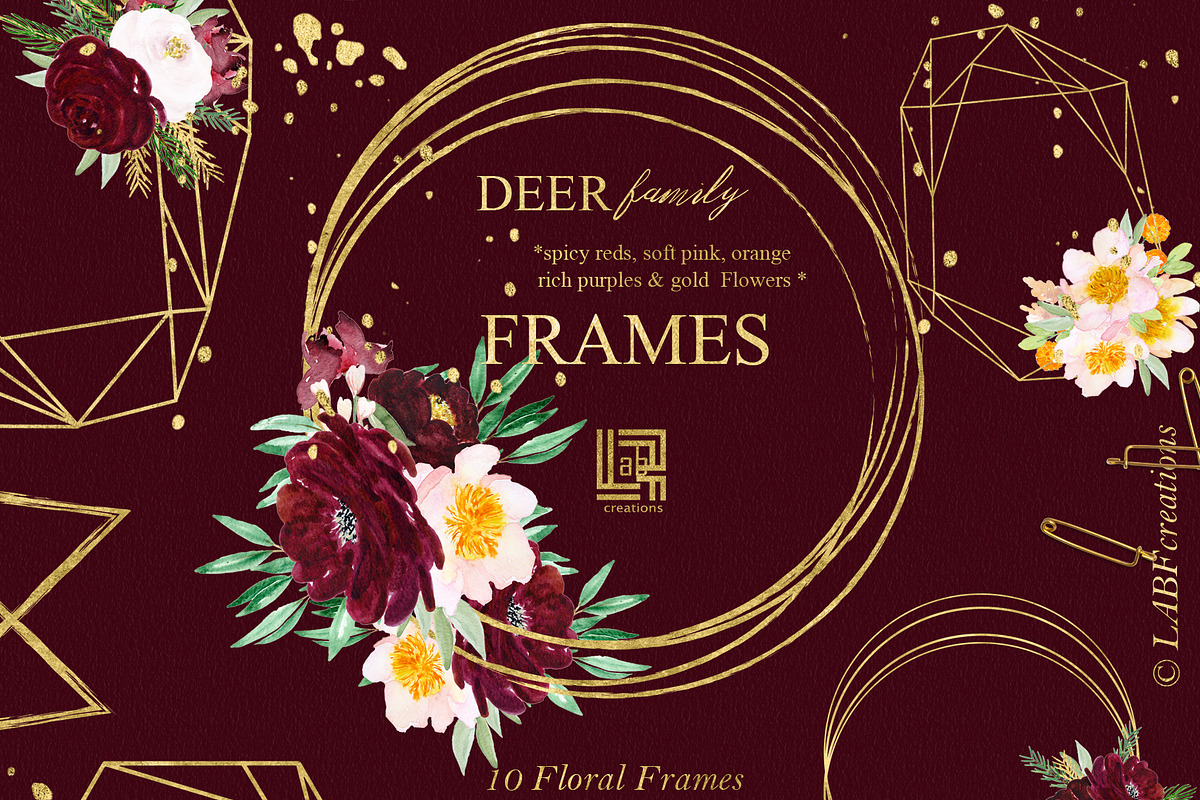 Autumn Watercolor Flowers. Deer, an Animal Illustration by LABFcreations (Photo 8 of 12)