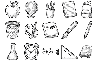 School Supplies Icons, an Object Graphic by nikagraphic