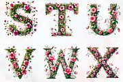 Watercolor Floral Alphabet Clipart, an Illustration by RobertsArt (Thumbnail 6 of 7)