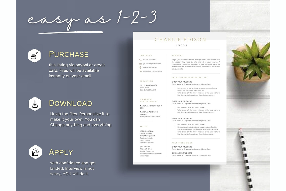 Student resume cv template word, a Resume Template by Climbwithelevator (Photo 6 of 7)