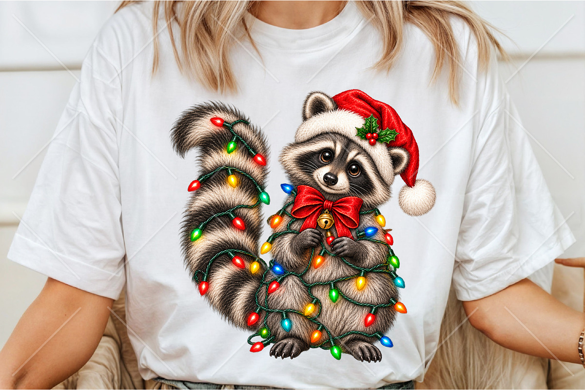 Cute Christmas Raccoon Patchwork PNG, a Seasonal Illustration by Canvas Craft (Photo 3 of 6)