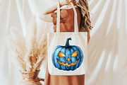 Blue Halloween Bundle Watercolor PNG, an Illustration by Pixels.Craft (Thumbnail 7 of 7)