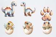 Cute Watercolor Dinosaur Clipart, an Illustration by Watercolor design (Thumbnail 3 of 6)