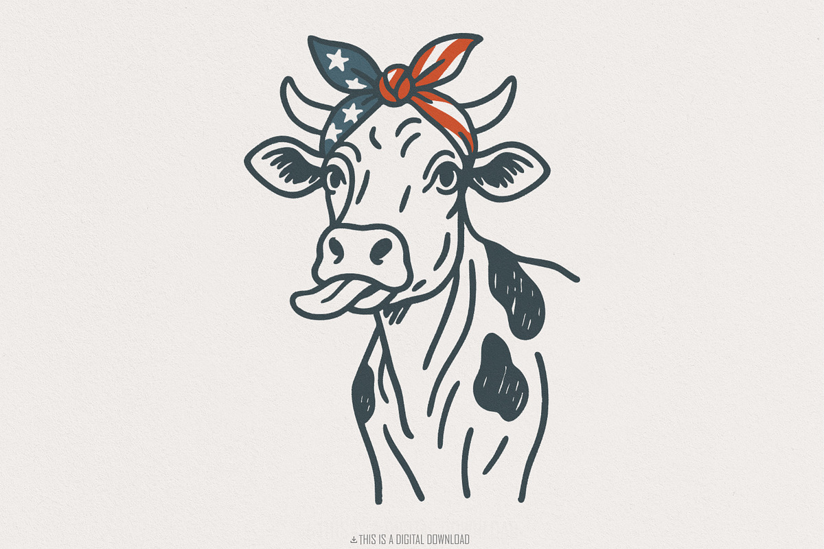4th of July Highland Cow PNG, an Illustration by SharpMarketplace (Photo 1 of 9)
