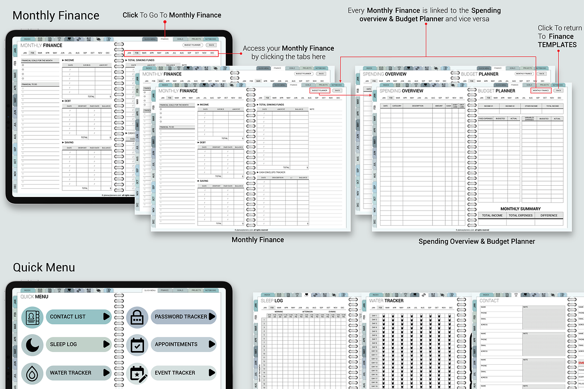 Ultimate Digital Planner Blue Editio, a Branding & Logo Template by Plamarplanners (Photo 6 of 10)