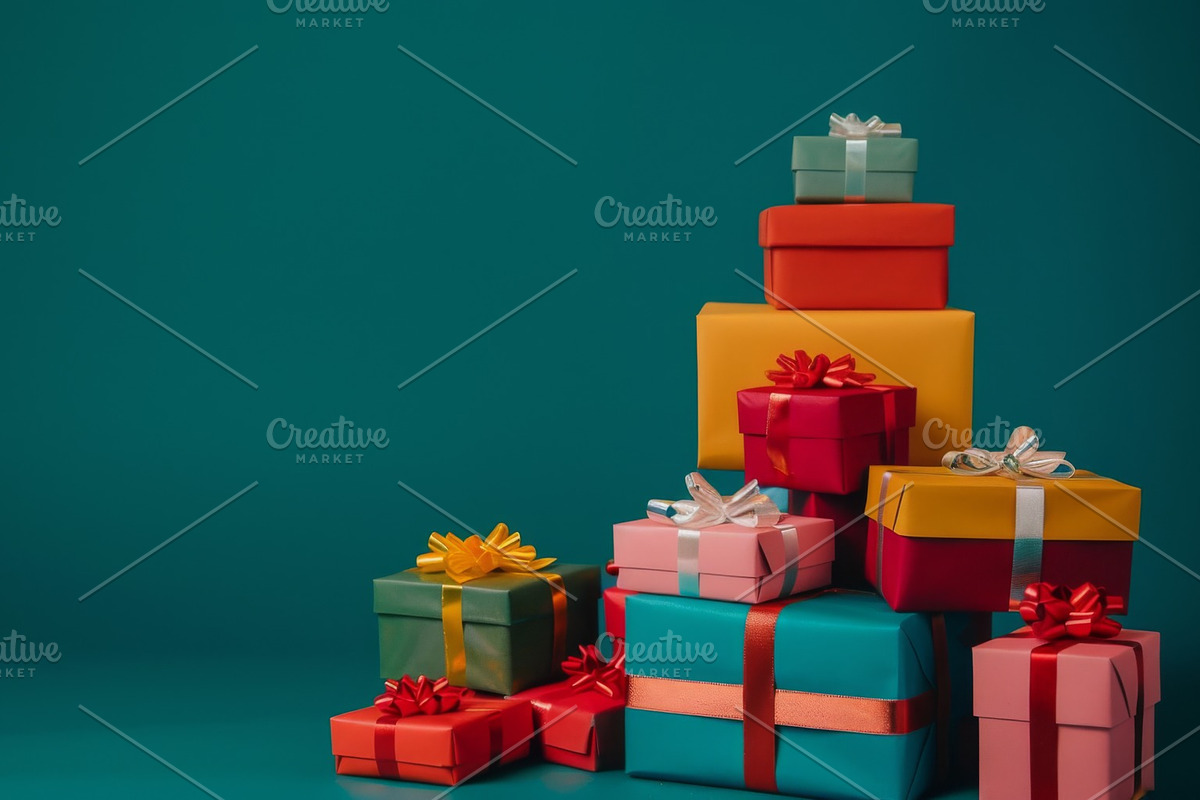86 Gift boxes with ribbons and bows, a Holiday Photo by Handmadefont (Photo 34 of 90)