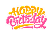 Happy Birthday Lettering Design, a Decorative Illustration by Vector beauty (Thumbnail 3 of 3)