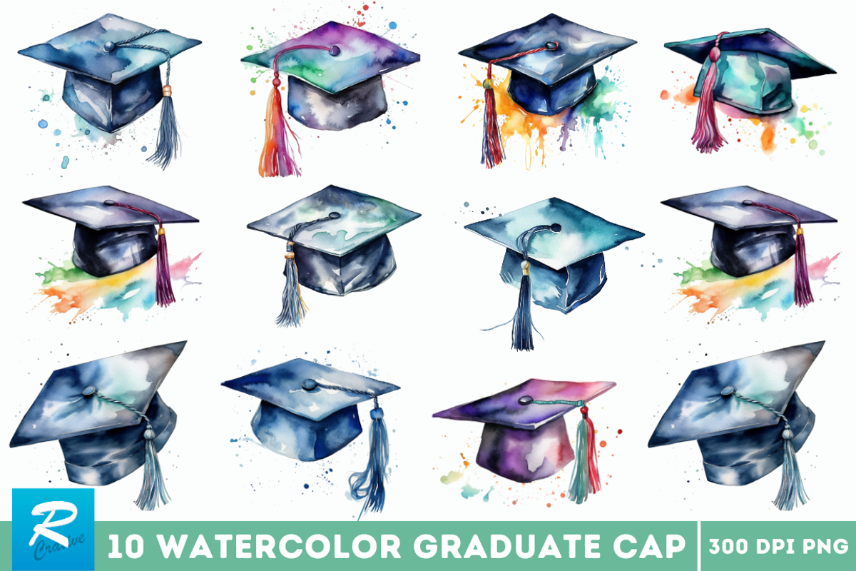 Watercolor Graduate Flower Clipart B, an Object Graphic by Regulrcrative (Photo 1 of 7)