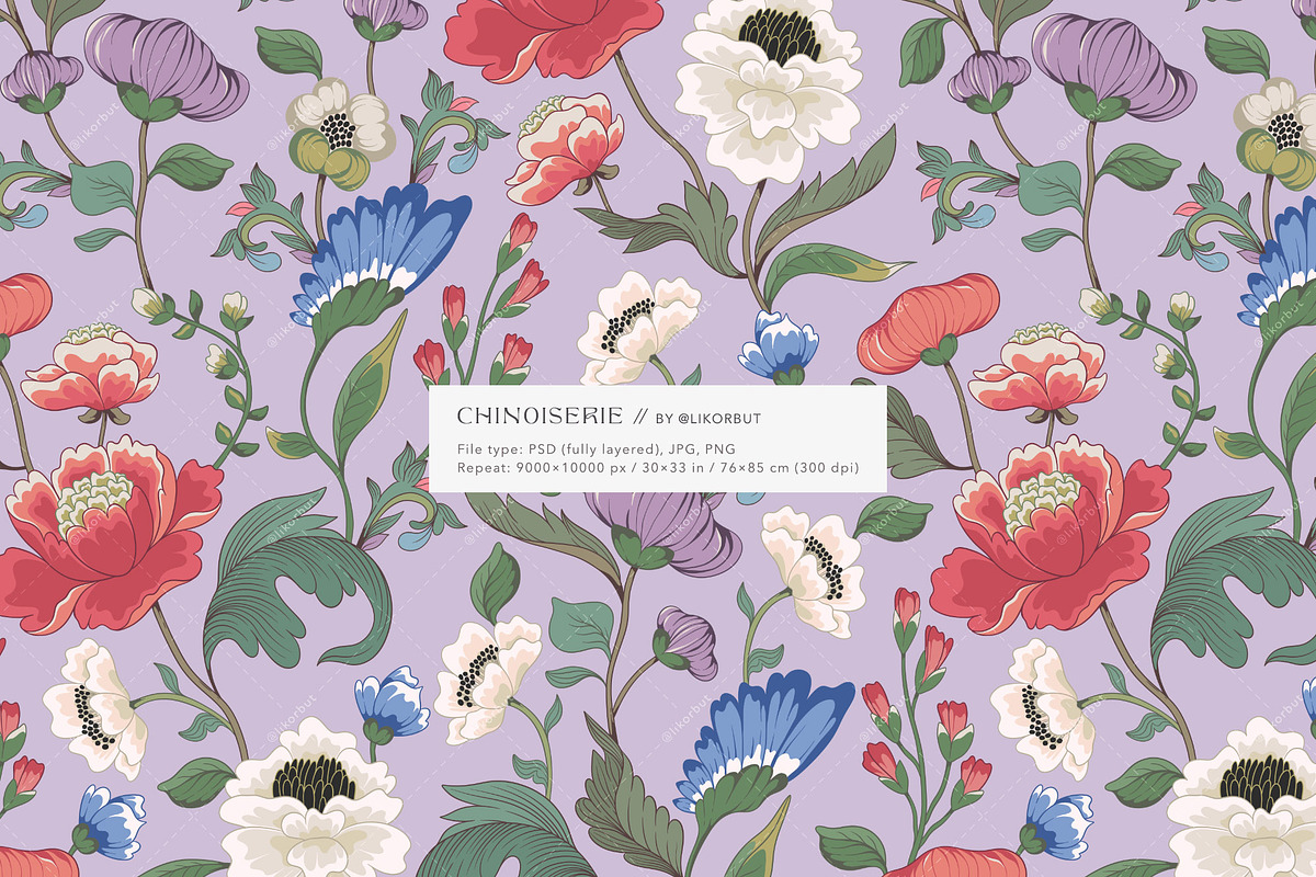 Chinoiserie Floral Pattern & Prints, a Pattern Graphic by likorbut (Photo 12 of 13)