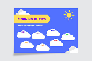 Blue And Yellow Morning Duties Chart