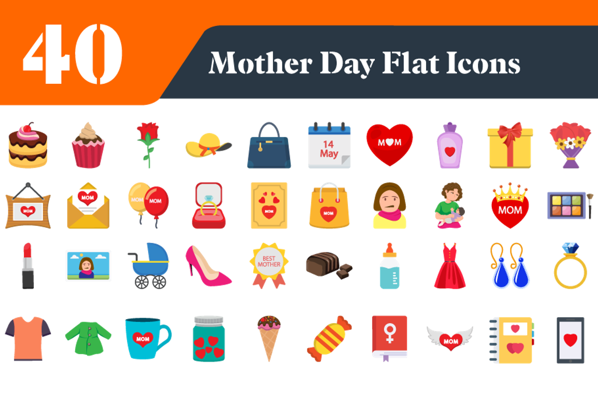 Mother’s Day Flat Icons Bundle, an Emoji Icon by EllaMaiyaali (Photo 3 of 3)