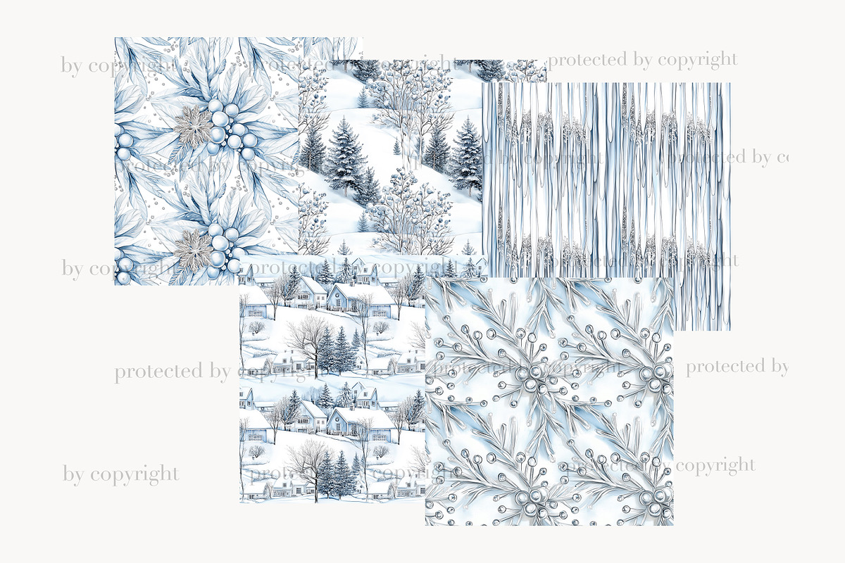 Winter Digital Paper Pack, a Pattern Graphic by GlamArtZhanna (Photo 3 of 4)