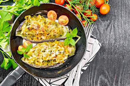 Eggplant stuffed smoked brisket