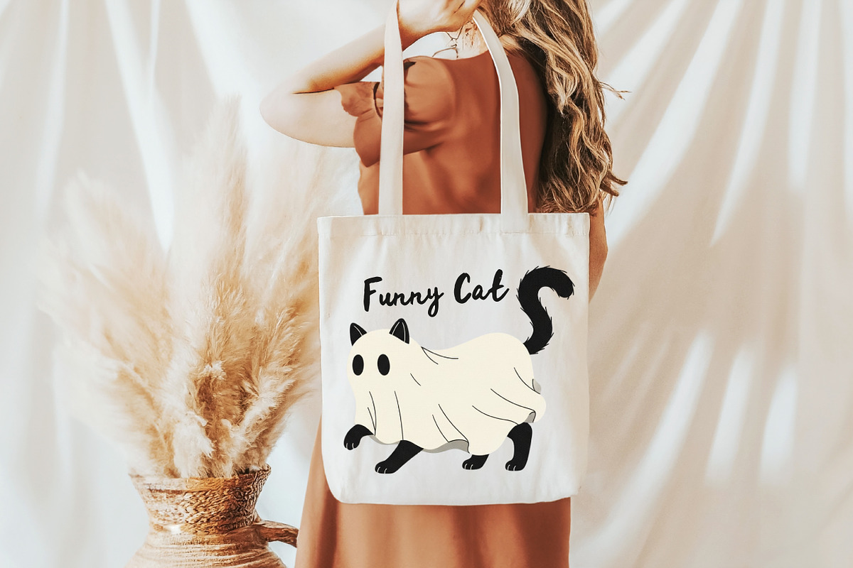 Black Cat Ghost Halloween PNG, an Illustration by Craft Nest (Photo 3 of 6)