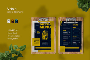 Urban - Menu, a Print Template by VUNIRA
