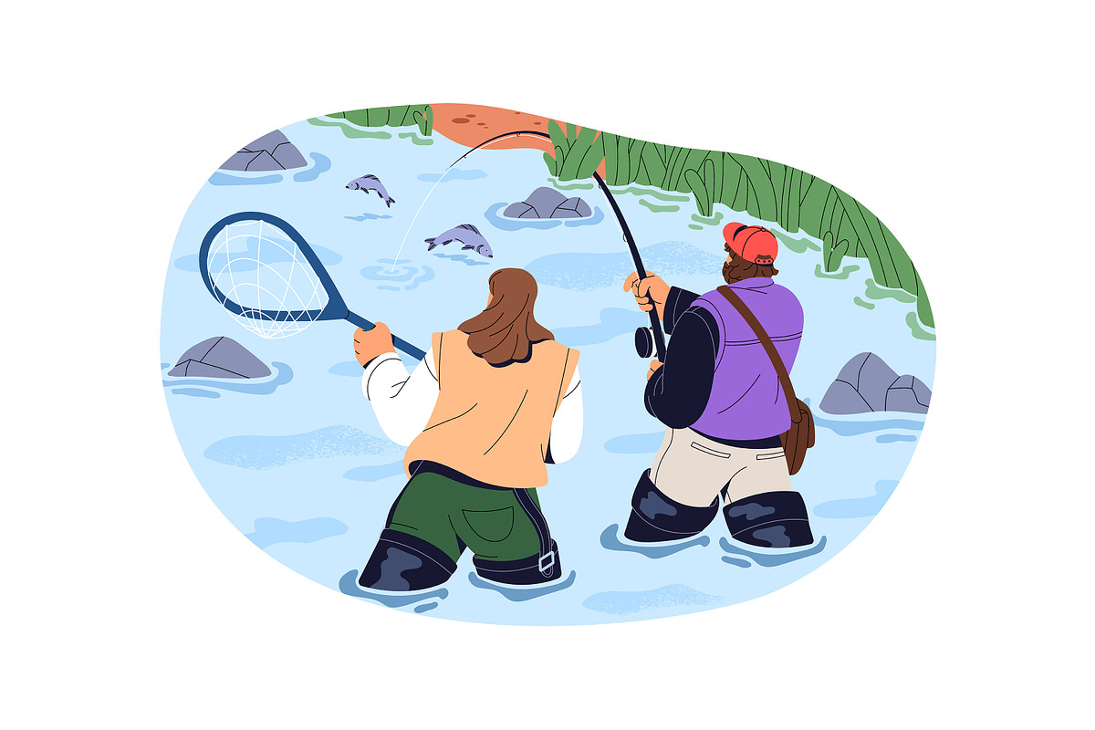 People fishing in summer set, a Person Illustration by PaperTrident (Photo 2 of 5)
