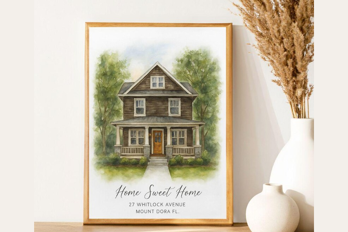 watercolor home portrait, an Object Illustration by HubbaDigitals (Photo 3 of 8)