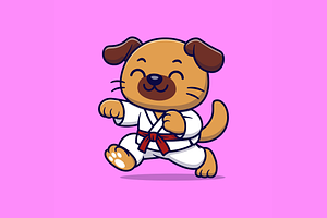 Cute Dog Practicing Martial Arts, an Animal Illustration by Artstorystudio