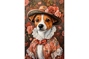 Floral Jack Russell Dog Painting, an Animal Illustration by Art Paradise Studios