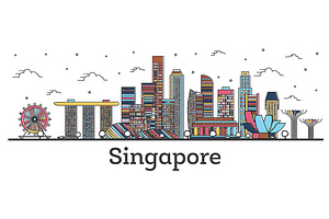 Outline Singapore City Skyline