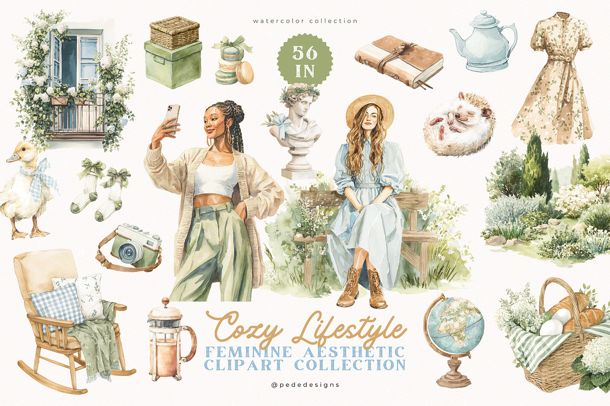 Cozy Lifestyle Collection, a Decorative Illustration by PeDe Designs (Photo 2 of 19)