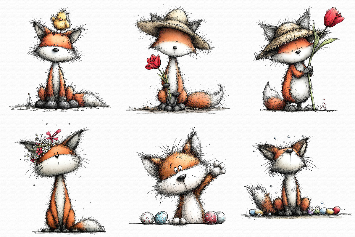 Whimsical Easter Fox Clipart, an Illustration by Libby Wishes (Photo 5 of 7)