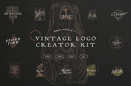 Vintage Logo Creator Kit, a Branding & Logo Template by Nomad Visuals