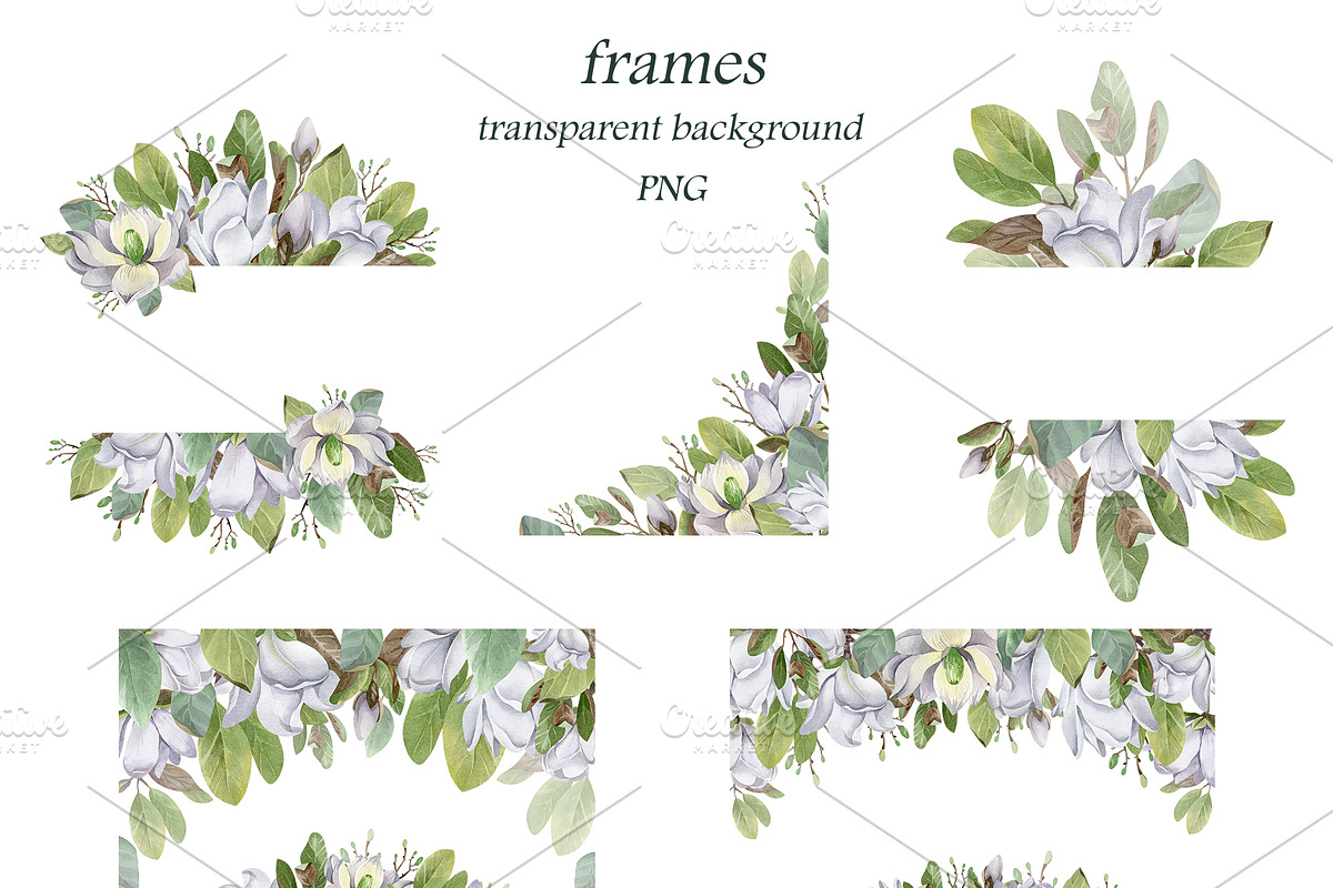 Watercolor Magnolia Flower Set, a Decorative Illustration by LenArt (Photo 5 of 18)
