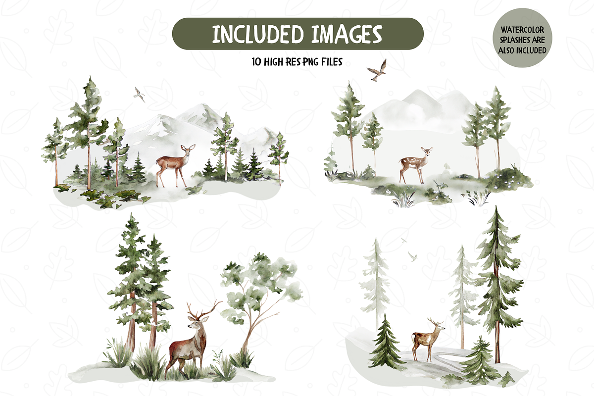 Forest Deer Watercolor Scenes, an Illustration by TatiMockup (Photo 2 of 4)