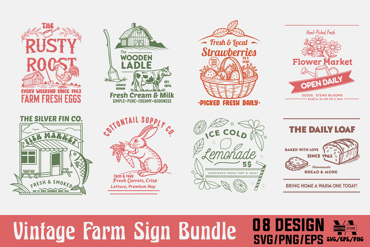Vintage Farm Sign SVG Sublimation Bu, an Illustration by Ya_ Design Store (Photo 1 of 17)
