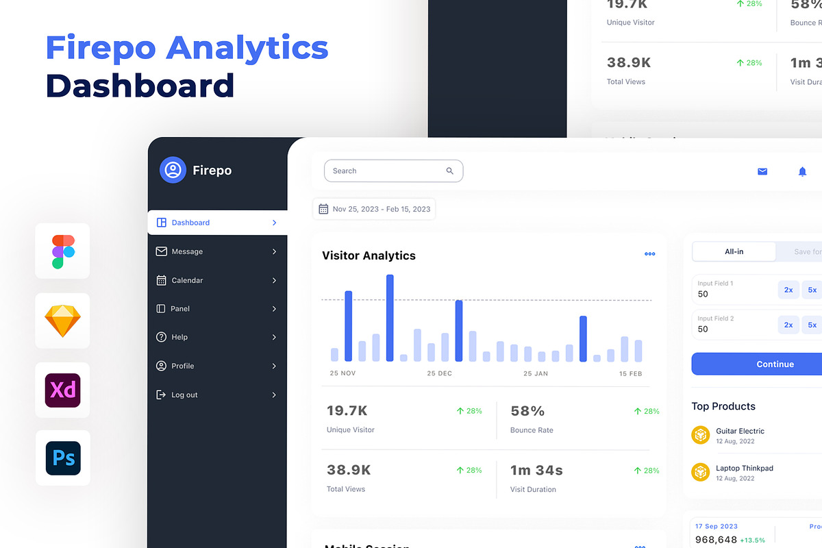 Firepo - Analytics Dashboard UI Kits, an UI Kit Template by ENATIVE (Photo 1 of 5)