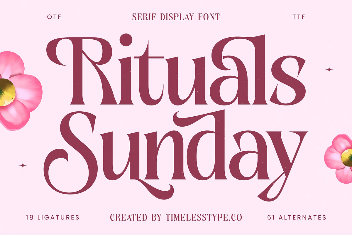Rituals Sunday Serif Display Font, a Serif Font by timelesstype.co (Photo 1 of 20)