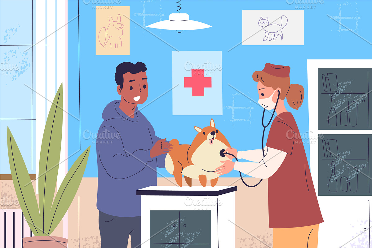 Veterinary examination. Veterinarian, an Animal Illustration by Stock-Smart-Start