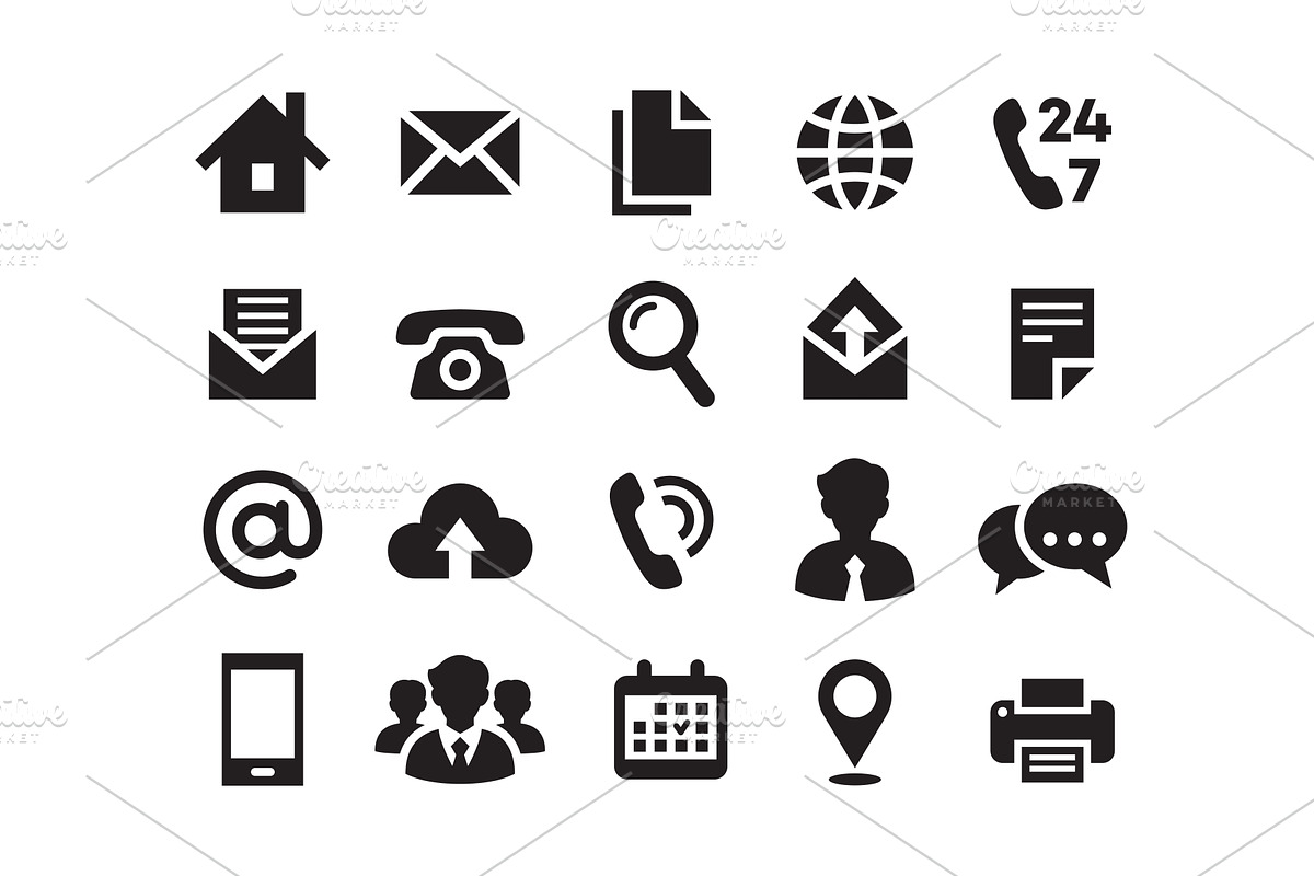Contact icons. Mail, cell signs, a Background Graphic by LadadikArt