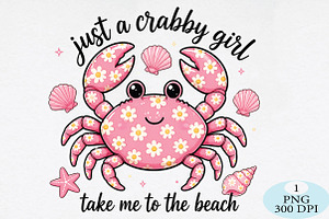 Just a Crabby Girl PNG, a Seasonal Illustration by Daily.Designs