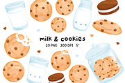 Milk and Cookies Clipart, an Illustration by greywalnutstudio (Thumbnail 1 of 3)