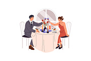 People eating at festive table set, a Person Illustration by PaperTrident (Thumbnail 6 of 13)