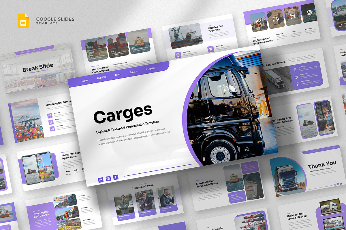 Logistics Transport Google Slides, a Presentation Template by fluffstudio (Photo 1 of 5)