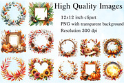 Autumn Frames Watercolor Clipart, an Illustration by Craft Nest (Thumbnail 2 of 5)