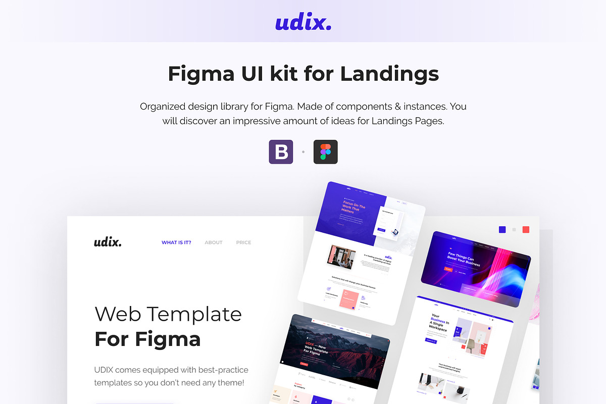 uDix — Figma UI Kit for Landings, an UI Kit Template by Nikolay K. (Photo 1 of 4)