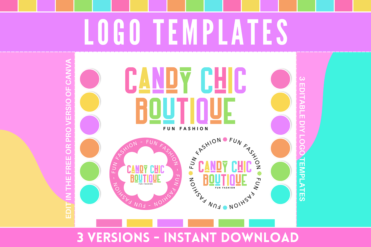 Cute & Colorful Logo Templates, a Branding & Logo Template by SunshineStudioBoutique (Photo 1 of 10)