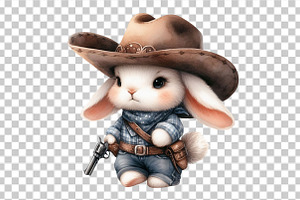 Cute Cowboy Bunny Clipart