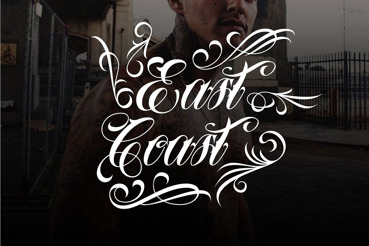 Amigos Chicano Script Tattoo Font, a Script Font by WhymoreArt (Photo 5 of 13)