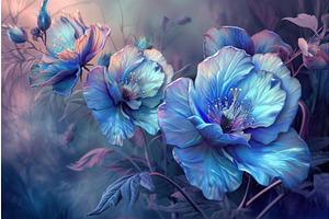 Luminous Blue Fantasy Flowers