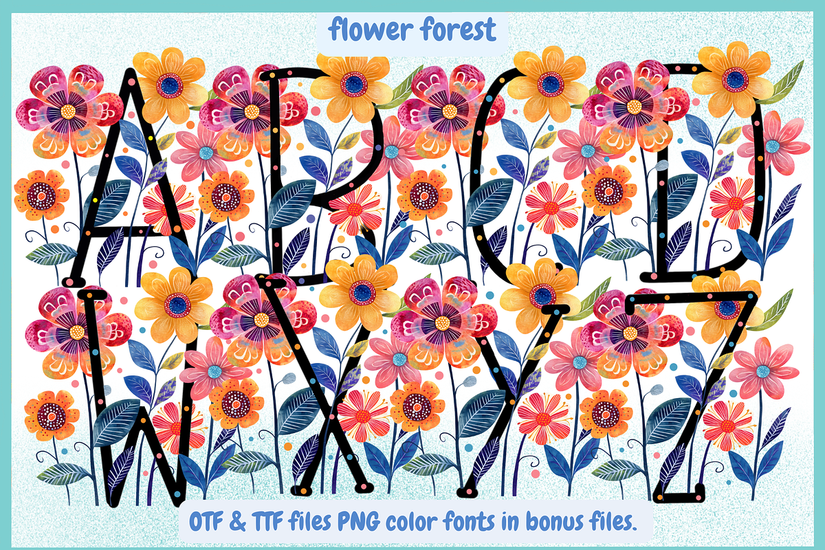 Flower Forest-PNG fonts, a Handwritten Font by It me digital art (Photo 1 of 7)